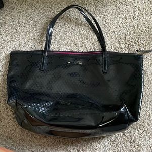 Kate Spade Sophie Beale Street Black Embossed Polka Tote Bag Handbag